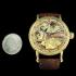 Vintage Men's Wristwatch Gold Skeleton Mens Wrist Watch Swiss Rolex Movement Red Stones