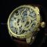 Vintage Mens Wrist Watch Gold Skeleton Men's Wristwatch Glashutte Uhren Movement Germany