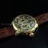Vintage Mens Wrist Watch Gold Skeleton Men's Wristwatch Glashutte Uhren Movement Germany