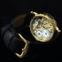 Vintage Men's Wristwatch Gold Skeleton Mens Wrist Watch Swiss Rolex Movement Black Stones