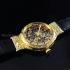 Vintage Mens Wristwatch Gold Skeleton & Stones Calatrava Men's Wrist Watch Restored Patek Philippe Movement 1A Quality