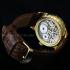 Vintage Men's Wrist Watch Gold Skeleton Mens Wristwatch Swiss Omega Movement Middle Size