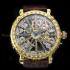 Vintage Mens Wrist Watch Gold Skeleton with Stones Men's Wristwatch 1885's OlympiaSwiss Movement Casino Style