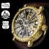 Vintage Mens Wrist Watch Gold Skeleton with Stones Men's Wristwatch 1885's OlympiaSwiss Movement Casino Style