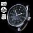 Vintage Mens Wristwatch Military Style Watch with 1920s Swiss Movement, Black Dial, Stainless Steel Case