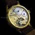 Vintage Men's Wristwatch Gold Skeleton with Stones & Original Zenith 1912 Movement, Craft Engraved Case, Hunting Style