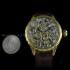 Vintage Men's Wristwatch Gold Skeleton with Stones & Original Zenith 1912 Movement, Craft Engraved Case, Hunting Style