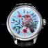 Vintage Men's Wristwatch Handmade Painted in Nature Style, Original Swiss Movement 1890's Violet Stones