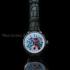 Vintage Men's Wristwatch Handmade Painted in Nature Style, Original Swiss Movement 1890's Violet Stones