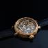 Vintage Men's Wrist Watch Gold Skeleton Mechanical Mens Wristwatch Johann Bouguet Movement