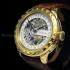 Vintage Men's Wrist Watch Gold Skeleton Mens Wristwatch Swiss Omega Movement Middle Size