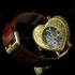 Vintage Mens Wrist Watch Gold Skeleton Stones Men's Wristwatch Hy Moser Swiss Movement