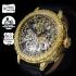Vintage Men's Wristwatch Gold Skeleton Mens Wrist Watch Patek Philippe Movement 1894 Calatrava Cross with Stones