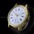Vintage Men's Wristwatch Gold Engraved Movement 1910 Swiss & Case, Classic Porcelain Dial 
